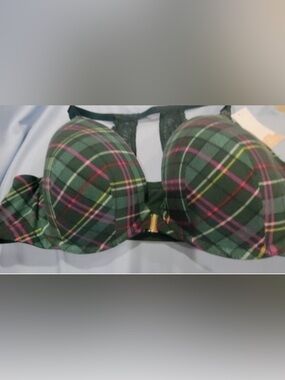Cacique Plaid Push-Up Bra - Green Plaid